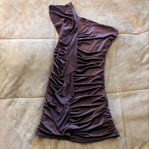 Purple one shoulder dress